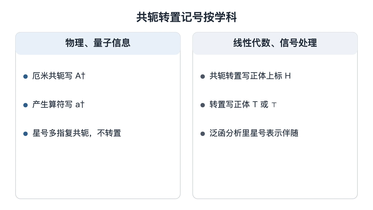 物理与线性代数两类文献的共轭转置记号对照